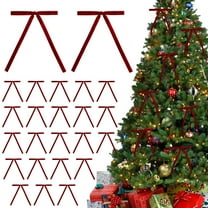 24 Pcs Velvet Christmas Bows for Christmas Tree Rustic Crafts Gift Bows Vintage Velvet Ribbon Bows for Xmas Home Decor Wedding Outdoor Indoor Christmas Decorations