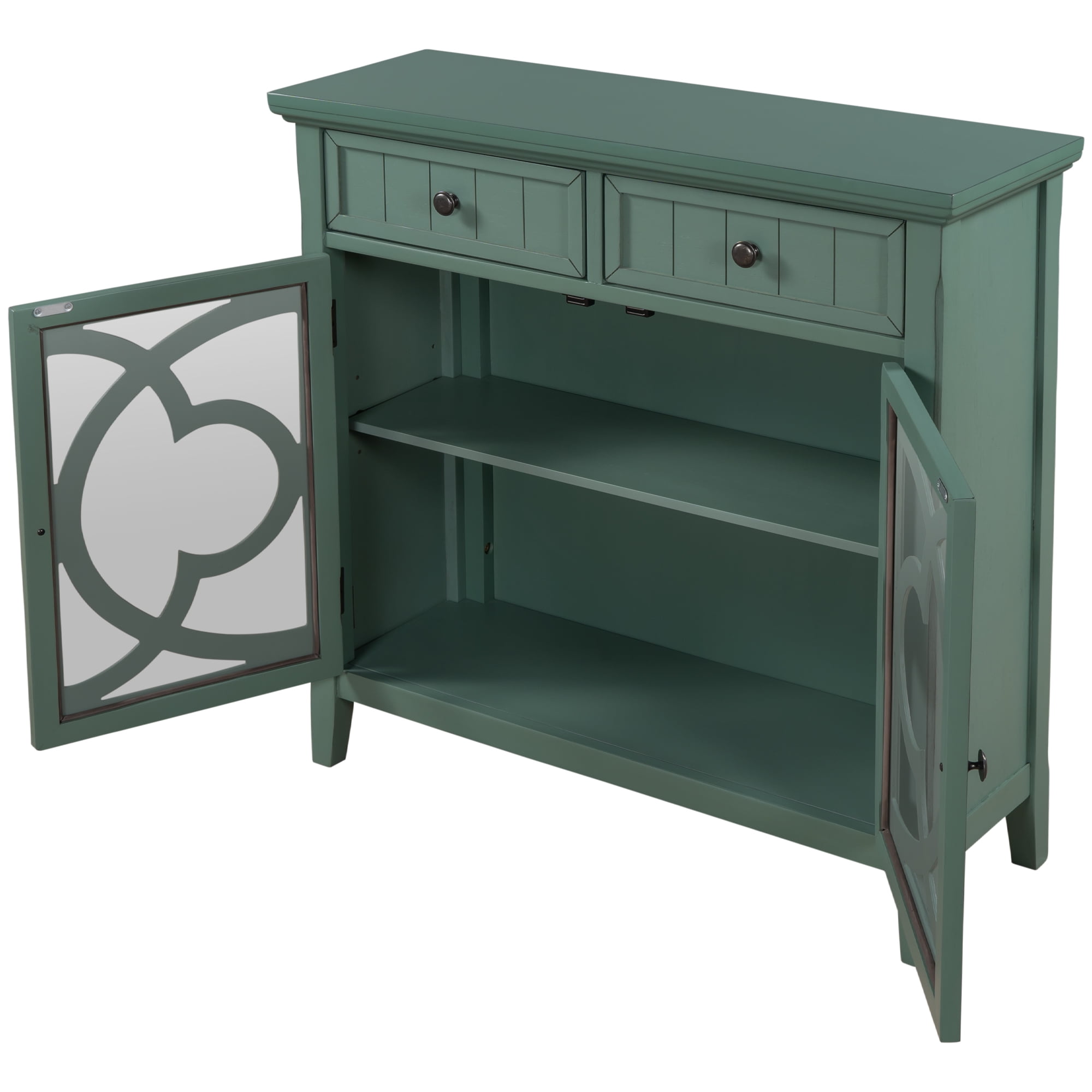 IDÅSEN High cabinet with drawer and doors, dark green, 173/4x673/4