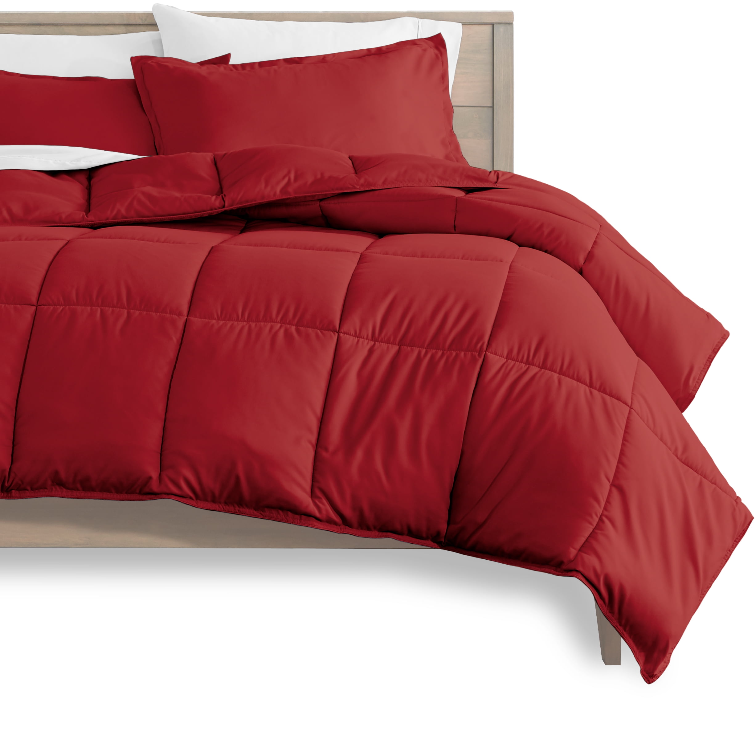 Bare Home Microfiber 7-Piece Red and White Bed in a Bag, California King