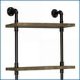 thumbnail image 3 of TV Stand Side Pier, Rustic Oak & Black, 3-Tier Shelves, 2-Door Storage | Wood+Metal | Black+Brown, 3 of 7