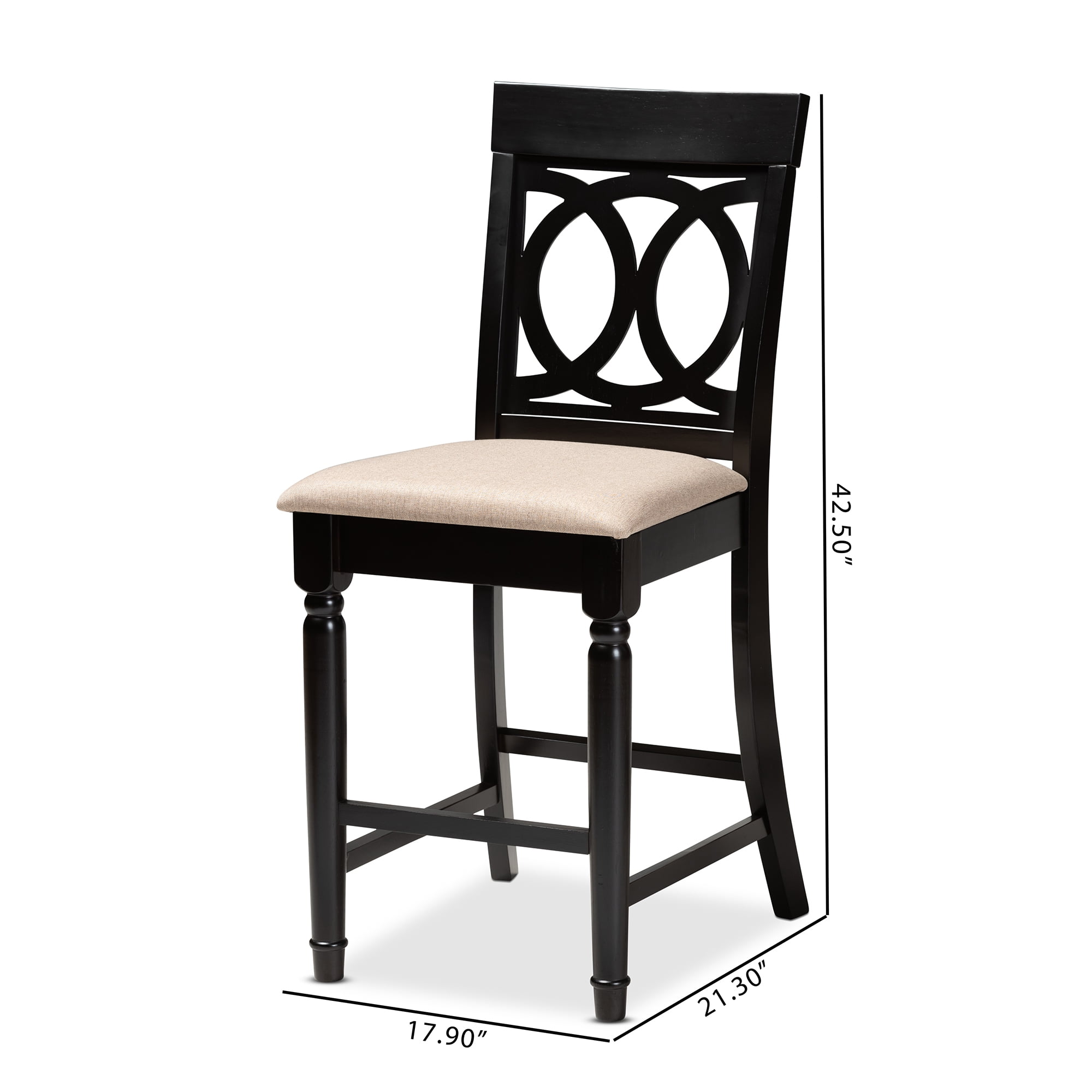 Baxton Studio Verina Modern and Contemporary Sand Fabric Upholstered Espresso Brown Finished 2-Piece Wood Counter Stool Set Set