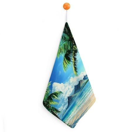 

Patifu Palm Trees Mountain Hand Drying Towels with Loop - Ultra-Fine Fiber Kitchen and More - 11.8x11.8in 2pcs