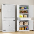 thumbnail image 4 of FANRAL 70” Tall Pantry Organizers and Storage Cabinet with Barn Doors & Drawers,Adjustable Shelf,Tall Pantry for Kitchen Dining Room Living Room Bedroom,White Pantry Cabinet, 4 of 8