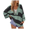 thumbnail image 2 of Ahuyic Womens Oversized Sweatshirt Half Zip Striped Shirt Casual V Neck Long Sleeve Pullover Fall Outfits Army Green M, 2 of 6
