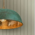 thumbnail image 4 of Handmade Hammered Copper Green Patina Pendant Light – Rustic Farmhouse Ceiling Fixture for Kitchen Island, Dining Room & Living Space, Office and Bar | Vintage Hanging Light with Mounting Set, 4 of 5