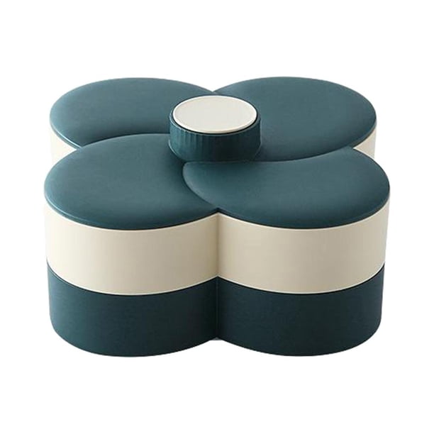 Bandeja giratoria para dulces con forma de pétalo de flor, 2 capas, para servir dulces y frutos secos creativos. verde oscuro