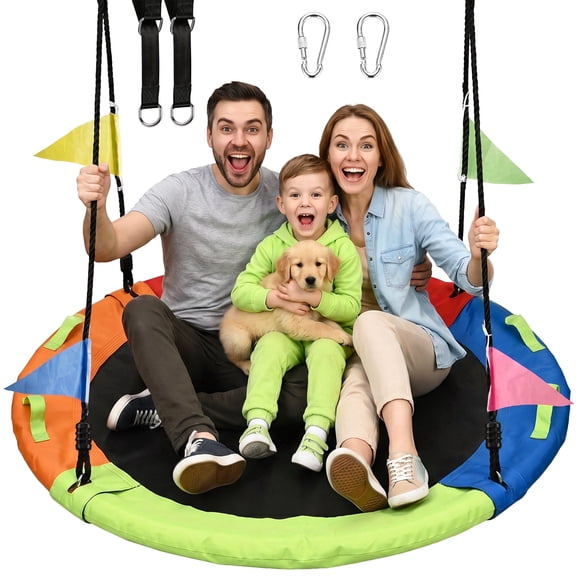 Heromate 48 inch Multicolor Saucer Swing, Larger Swing for Whole Family, 900lbs Weight Capacity, with Adjustable Hanging Straps