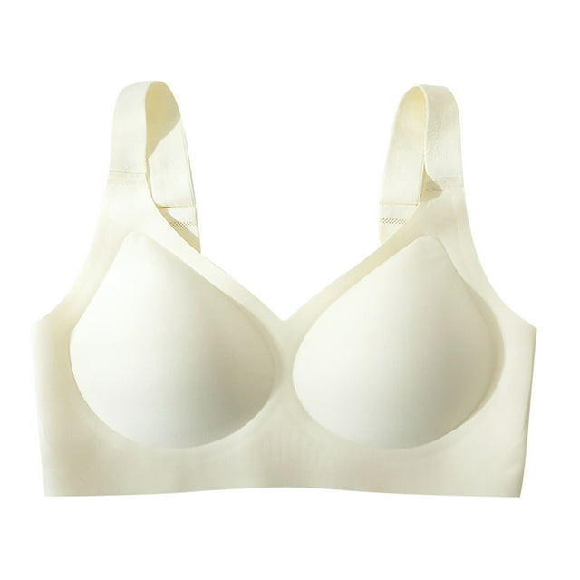 Yanlir Womens Solid Seamless Wireless Supportive Bra Push Up Comfortable Breathable Soft No Underwire Full Coverage Underwear(Beige,2XL)
