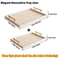 thumbnail image 3 of MODE HOME Modern Decorative Tray Set of 2 Ivory Shagreen Leather and Wood Serving Tray with Gold Polished Metal Handles for Ottoman, Coffee Table, Bathroom and More, 3 of 10