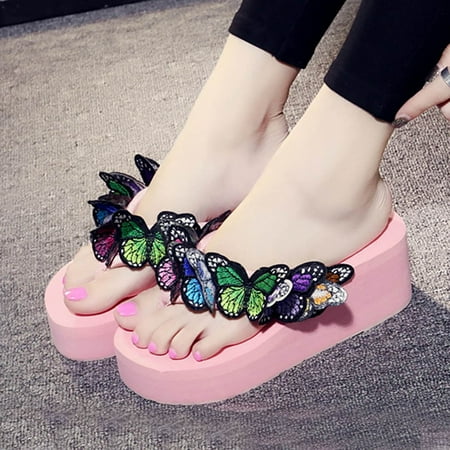 

Cathalem Women Girls Butterfly Floral Wedges Flip Flops Sandals Slippers Beach Shoes Women S Flip Flops Size 6 A 8