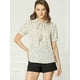 thumbnail image 4 of Blusa De Gasa Con Cuello Peter Pan Y Manga Corta Con Lunares Para Mujer Blanco crema M, 4 of 6