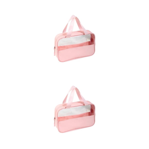 Bolsa de maquillaje impermeable y Transparente Soidarity rosa talla mediana