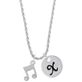 thumbnail image 1 of Delight Jewelry Silvertone Double Music Note Silvertone Script Initial Disc - X - Charm Necklace, 20"+3", 1 of 1