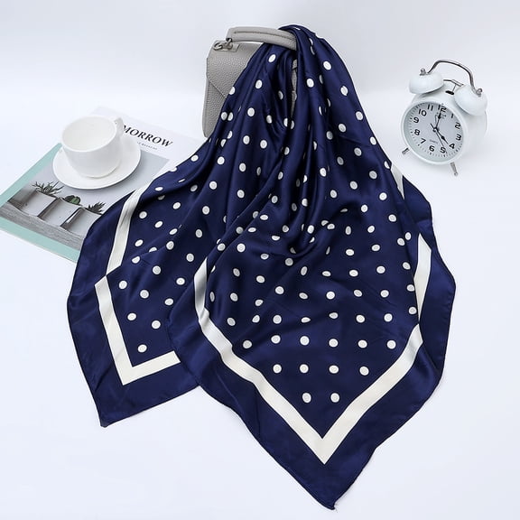 suxuMhao Scarf, Polka dot scarf Square scarf Head scarf Neck scarf Large scarf Leisure headscarf, Dark Blue and White, 35.43*35.43 Inches, 2 Pieces, Soft Scarf for Daily Use, Style 1