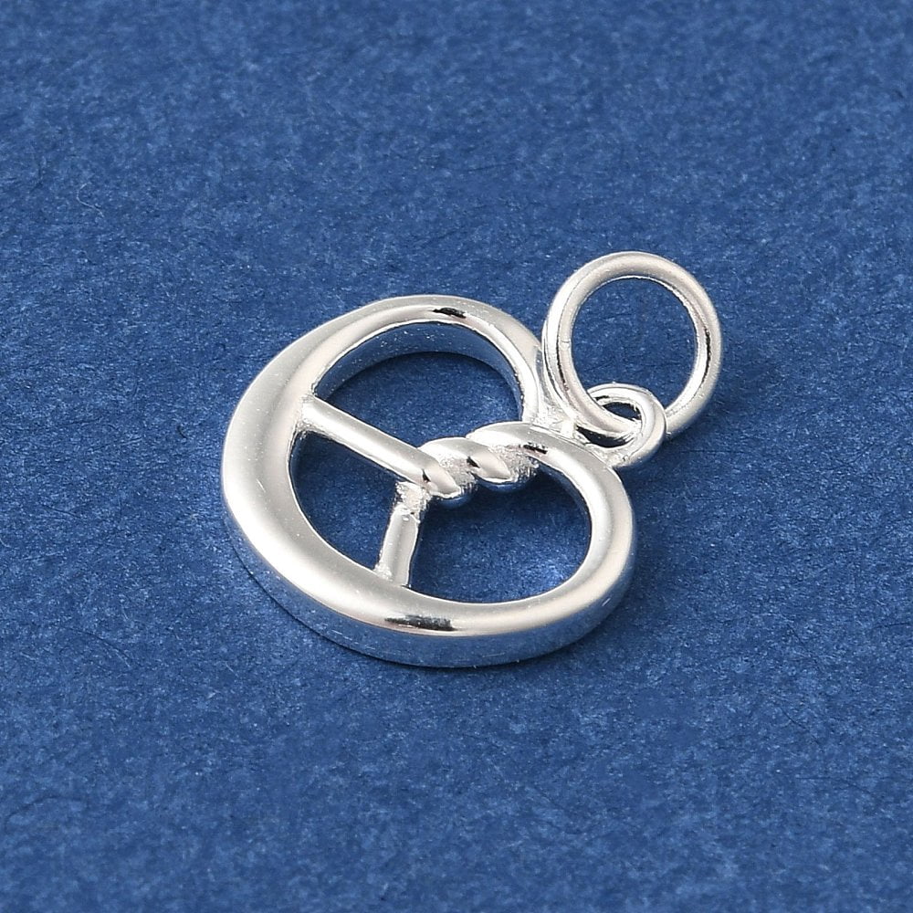 925 Sterling Silver Imitation Food Charms Pretzel 11x10x1.5mm Hole: 2.5mm