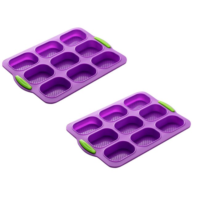 Oleegame 2PC Tin Foil Roll 9 Grids Multi Color Kitchen Silicone Oval Cake French Bread Baking Pan Non Stick Kitchen Utility Purple