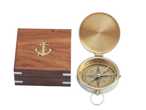 Details about   Vintage Maritime Nautical Brass POCKET Compass With Anchor Wooden Box  Gift 