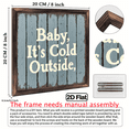 thumbnail image 3 of 2D Flat, 1pc Baby It's Cold Outside Wood Framed Sign - Rustic Farmhouse Vintage Wall Art with Turquoise White Cursive Lettering, 8x8 Inch Winter-Themed Decoration for Home, Housewarming Gif., 3 of 9