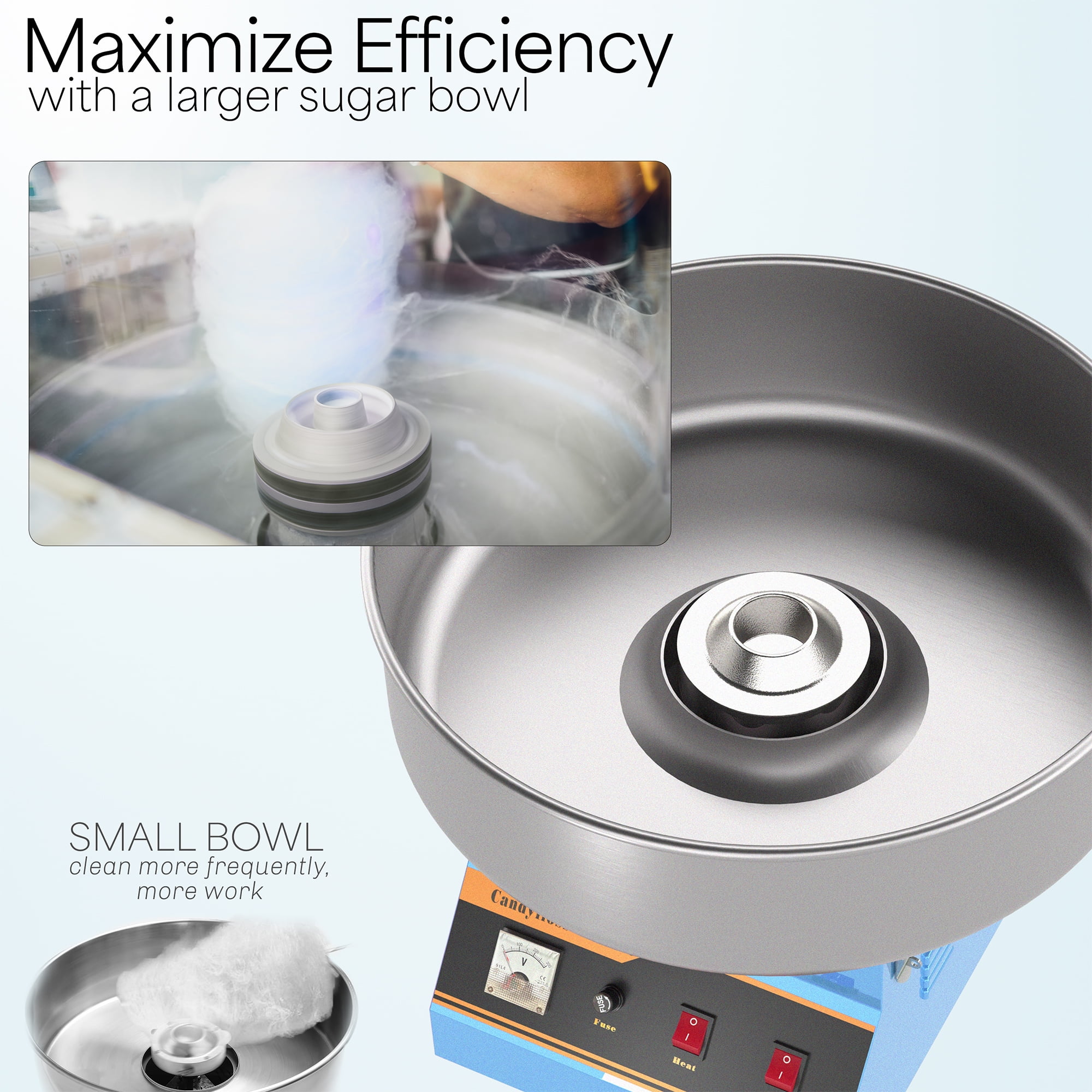 VIVO Blue Electric Commercial Cotton Candy Machine / Floss Maker (CANDY-V001B)