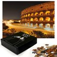 thumbnail image 2 of Ambesonne Italy Jigsaw Puzzle Durable Cardboard, Colleseum at Night Rome, 1000 pcs, Amber Marigold Black, 2 of 5