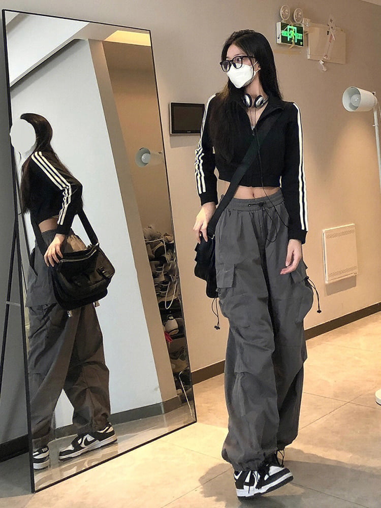 ★韓国人気★CODE GRAPHY★TECH WASHER VOLUME CHIN PANTS Xingfenly Autumn Micro Pants Sweatpants Baggy Joggers Korean