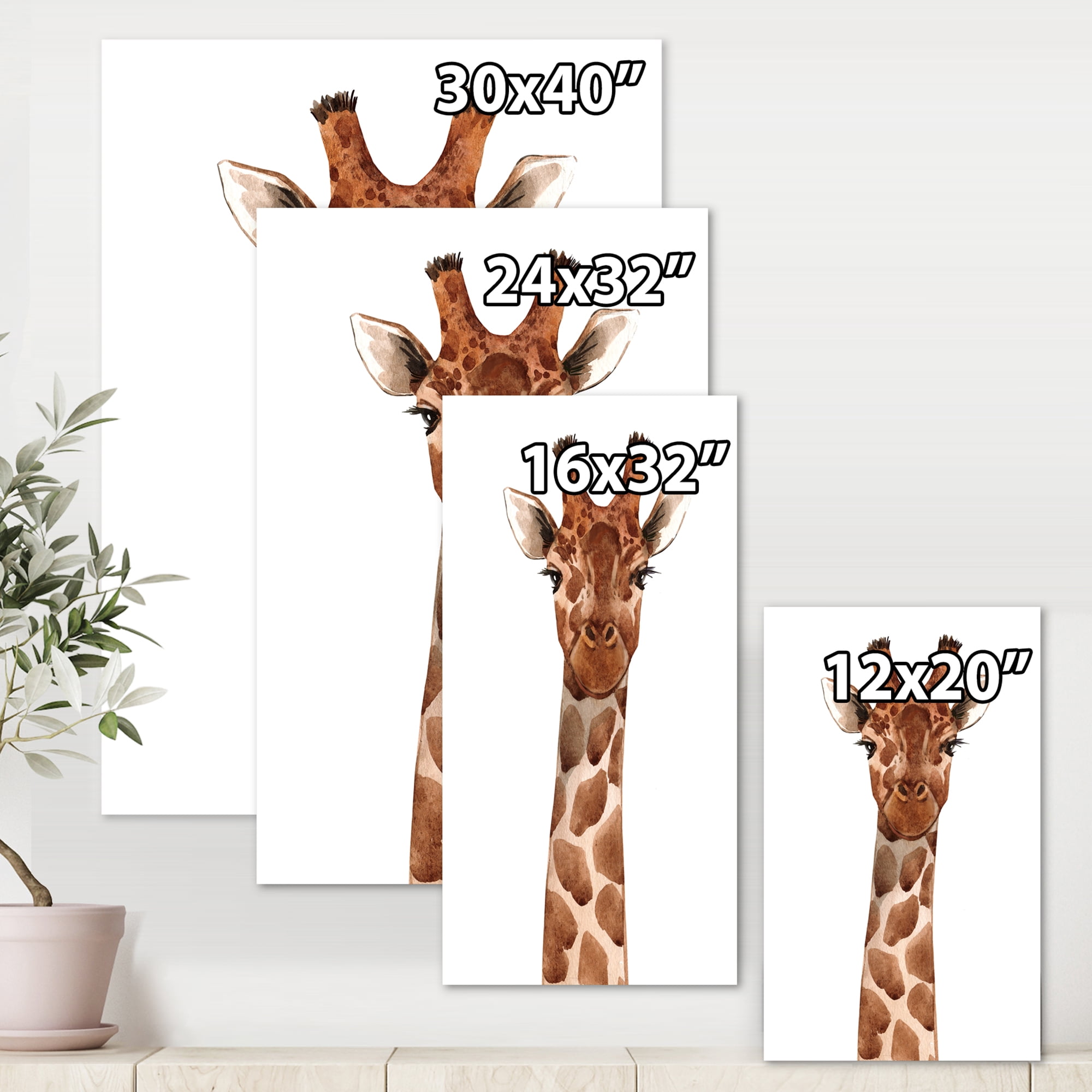 Designart ' Close Up Portrait of A Giraffe XI ' Farmhouse Canvas Wall Art Print