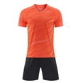thumbnail image 2 of Vornjynx Boys Active Outfits 2 Piece Short Sleeve Crew Neck T-Shirt and Shorts Kids Summer Football Sports Activewear Orange Size 1, 2 of 6