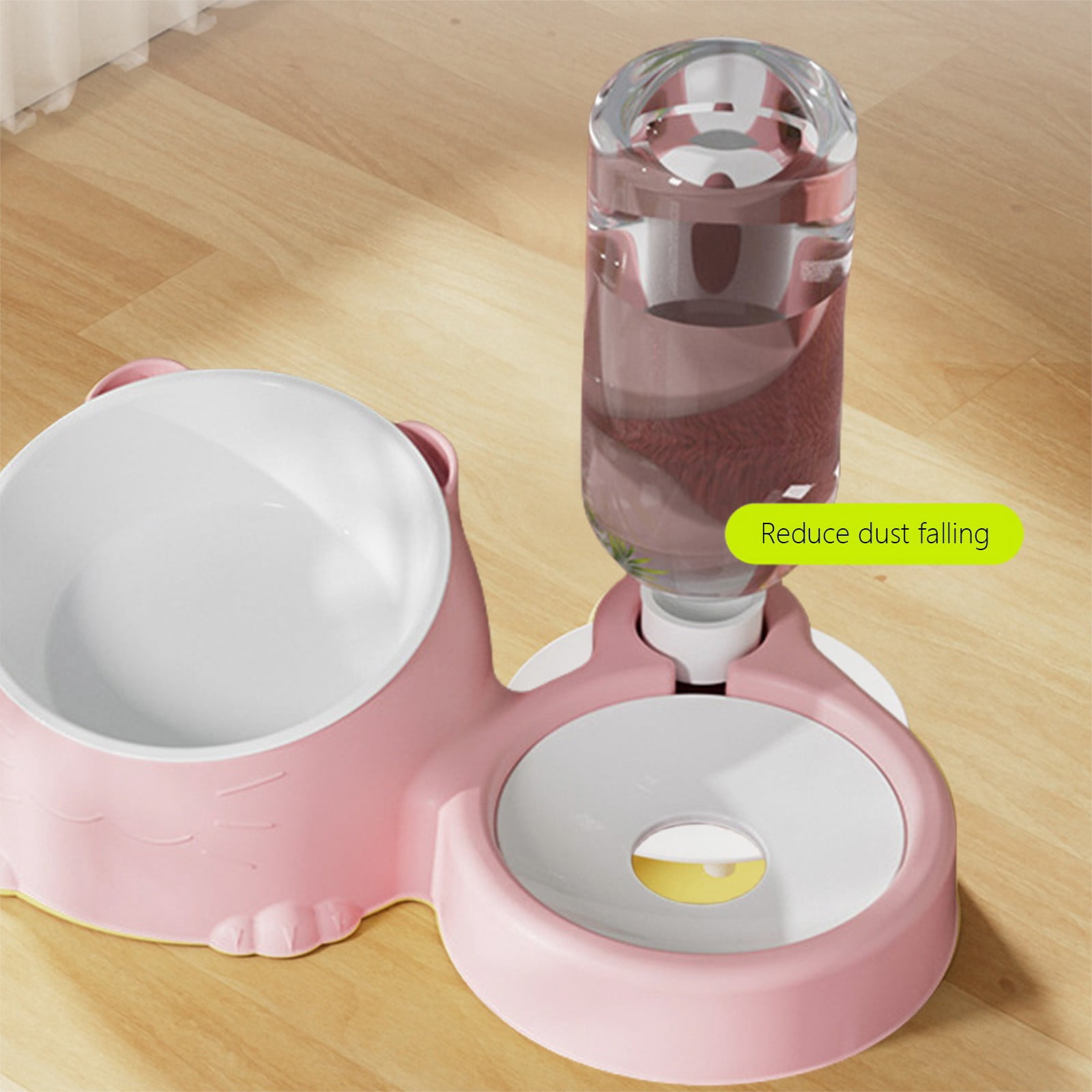 Automatic Pet Food And Water Bowl Set, Double Bowl Cat Dog Feeder With Ceramic Stainless Water Dispenser, Gravity Refill System, Non Slip Base, Anti Spill, Easy Clean Pet Feeding Station