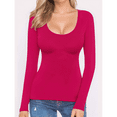 thumbnail image 4 of T-shirt Tunique à Encolure Dégagée pour Femmes, Manches Longues, Coupe Ajustée, Rose Pâle, L, 4 of 9