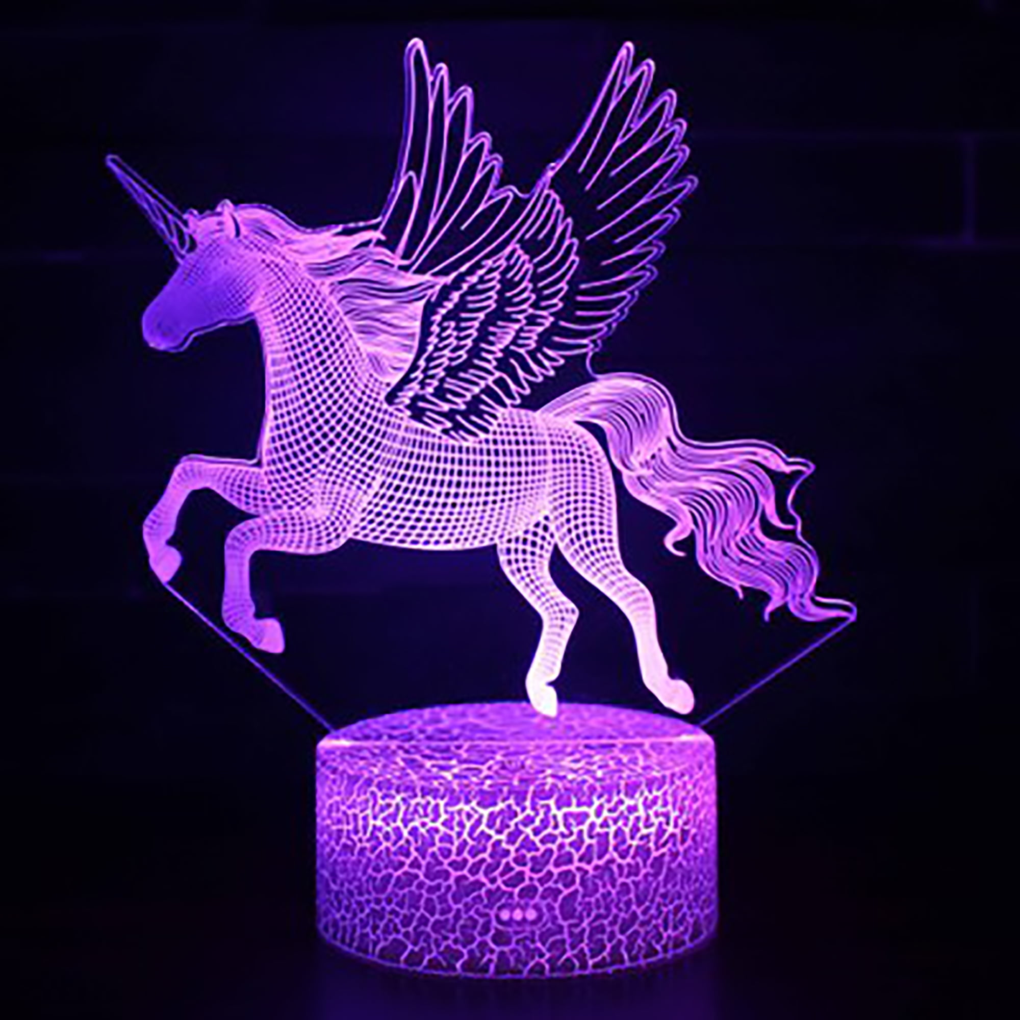 3D Unicorn Lamp LED Night Light Visual Illusion 7 Colouring Touch Kids Bedroom 