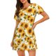 thumbnail image 1 of Easygdp Modern Elegant Sunflower Camisón de manga corta para mujer, informal, estampado, 1 of 6