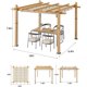 thumbnail image 1 of Historyli Pérgola retráctil de aluminio de 3 x 3 m con toldo parasol, cenador resistente a la intemperie, color blanco con veta de madera, 1 of 6