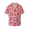 thumbnail image 2 of Lsque Cartoon Strawberry print Men's Cuban Collar Short Sleeve Shirt Summer Beachwear Casual Button Down Fashionable Vacation Leisure Shirt-XX-Large, 2 of 7