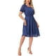thumbnail image 4 of Vestido de Cuello Cuadrado Allegra K para Mujeres, Vestido Midi A-Line de Manga Corta con Estrellas Metálicas, Cintura Elástica, L Azul Real, 4 of 6
