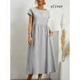 thumbnail image 1 of 2024 Nouvelle Robe Femme Rétro Couleur Unie Sans Manches Jupe Longue Ample avec Poches, 1 of 7