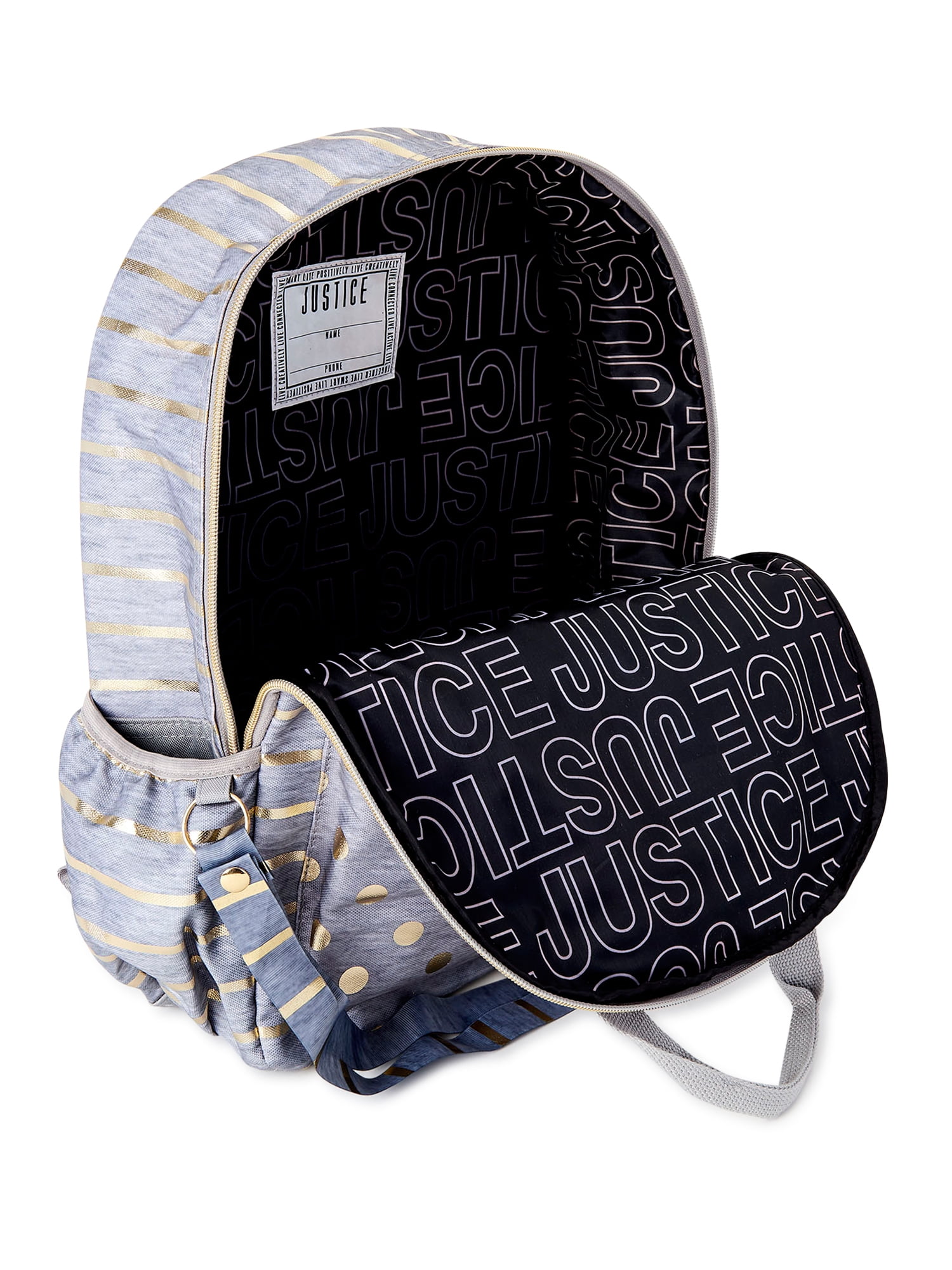 Justice rose top gold foil backpack
