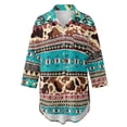thumbnail image 7 of Renewold Swimsuit Coverup for Women Beach Cover Up with Pocket Comfortable Button Down Shirt Long Sleeve Lightweight Swimwear for Women Seaside Wear, Tribal Tribal Cow Print, S, 7 of 7