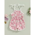 thumbnail image 4 of Bagilaanoe Toddler Baby Girl Jumpsuit Shorts Sleeveless Floral Plaid Print Romper Overalls 6M 12M 18M 24M 3T 4T Kids Short Pants Summer Outfits, 4 of 9