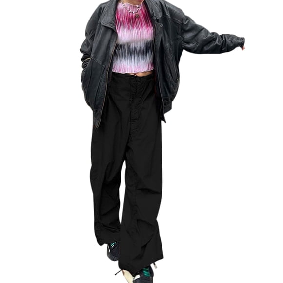 Txlixc Pantalones casuales de primavera para mujeres, pantalones de cuerda para niñas holgados de cintura media de color sólido, marrones / negros Txlixc moda