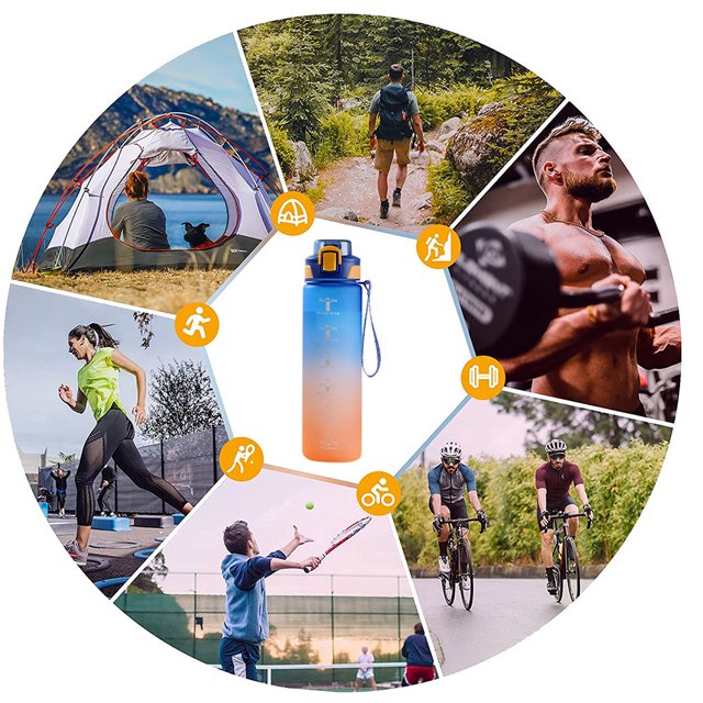 Botella de agua bebida portátil vasos reutilizables frío para exterior azul JShteea Para Estrenar
