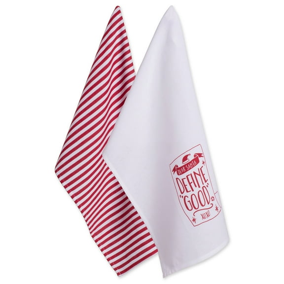 DII Assorted Dear Santa Holiday Printed Dishtowel (Set of 2)