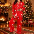 thumbnail image 2 of Womens Christmas Pajama Set Long Sleeve Collared Top and Pants Festive Holiday Sleepwear Cozy Loungewear for Home and Nights, 2 of 5