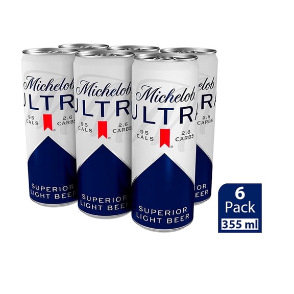 Cerveza clara Michelob Ultra 6  latas de 355 ml c/u