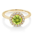 thumbnail image 2 of Gem Stone King 18K Yellow Gold Plated Silver Engagement Ring Lemon Quartz and Moissanite (1.44 Cttw) (Size 7), 2 of 4