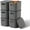 Dark Grey, variant on 6 Pack Colorful Storage Bins with Lids Stackable Storage Container for Organizing, Storage Boxes with Handle for Shelves, Cute Storage Bin for Craft, Snacks, 9.85x6.9x5.7 inch