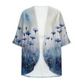 thumbnail image 5 of AnuYalue 2025 Women's Three Quarter Length Cardigan Top Trendy Floral Print 3/4 Sleeve Tops Casual Beach Resort Wear Cardigans Top Blouses, 5 of 5