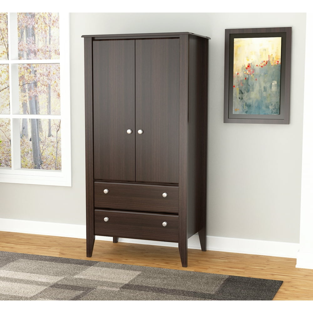 Inval Bedroom Armoire with Hanging Rod and 2 Drawers, Espresso