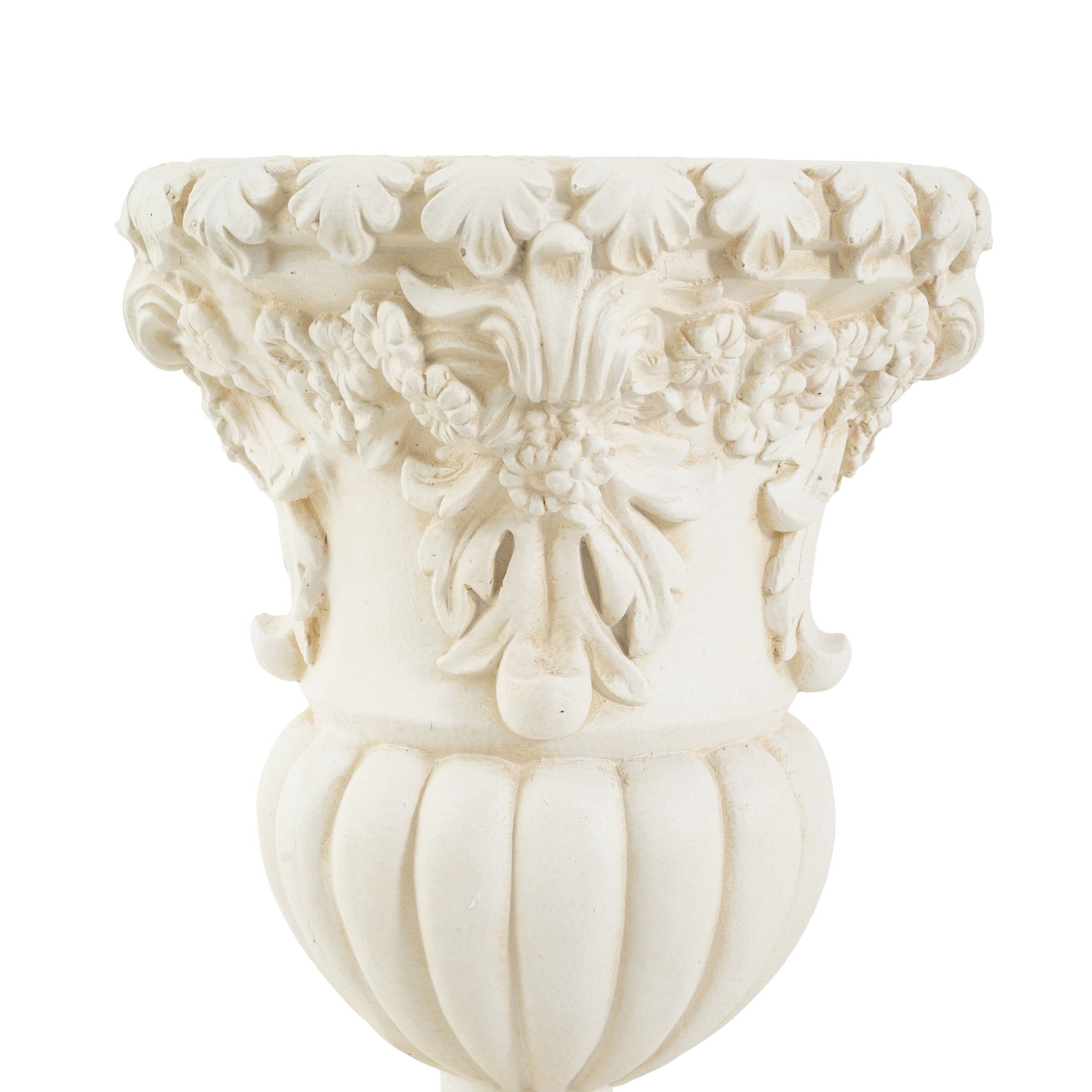 Christopher Knight Home 23"H Classical Floral Relief Urn Planter, Lightweight Decorative Vase, Antique White