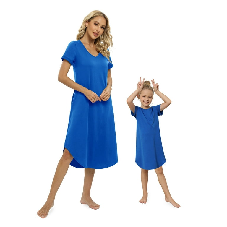 Girls Nightgowns Short Sleeve Pajamas Nightdress Knee Length Night