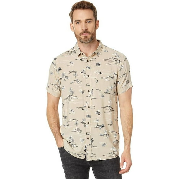 Rip Curl TAUPE Men's Party Pack Short Sleeve Button Front Shirt, 2XL